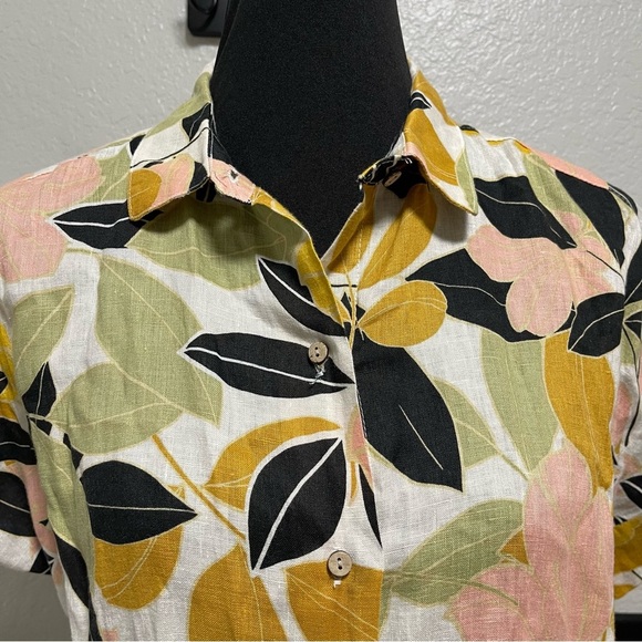 Rachel Zoe 100% Linen Tropical Floral Print Button Down Top Size SMALL - Picture 2 of 7